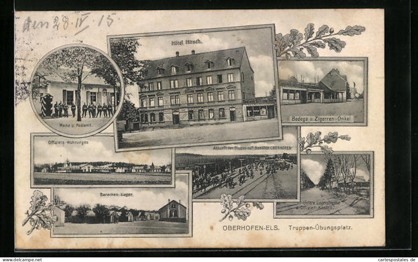 CPA Oberhofen I. Els., Hotel Hirsch, Bodega Et Zigarren-Onkel, Wache & Postamt  - Other & Unclassified