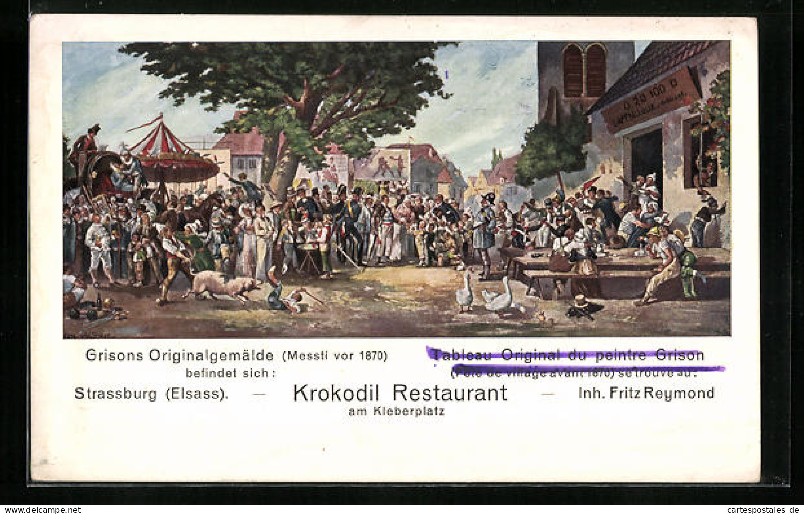 CPA Strassburg I. E., Krokodil Restaurant Am Kleberplatz, Grisons Gemälde  - Other & Unclassified