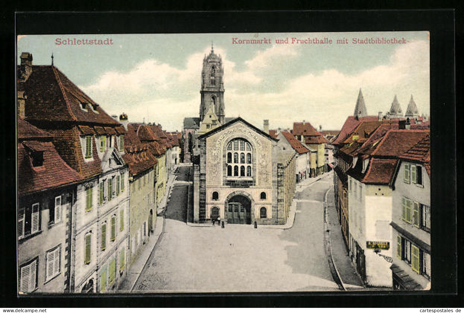 CPA Schlettstadt, Kornmarkt Et Fruchthalle Avec Stadtbibliothek  - Other & Unclassified