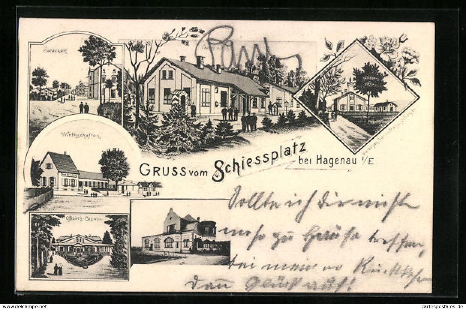 CPA Hagenau I /E., Schiessplatz, Gasthäuser, Offizier`s Casino, Garnison Verwaltungsgebäude  - Other & Unclassified