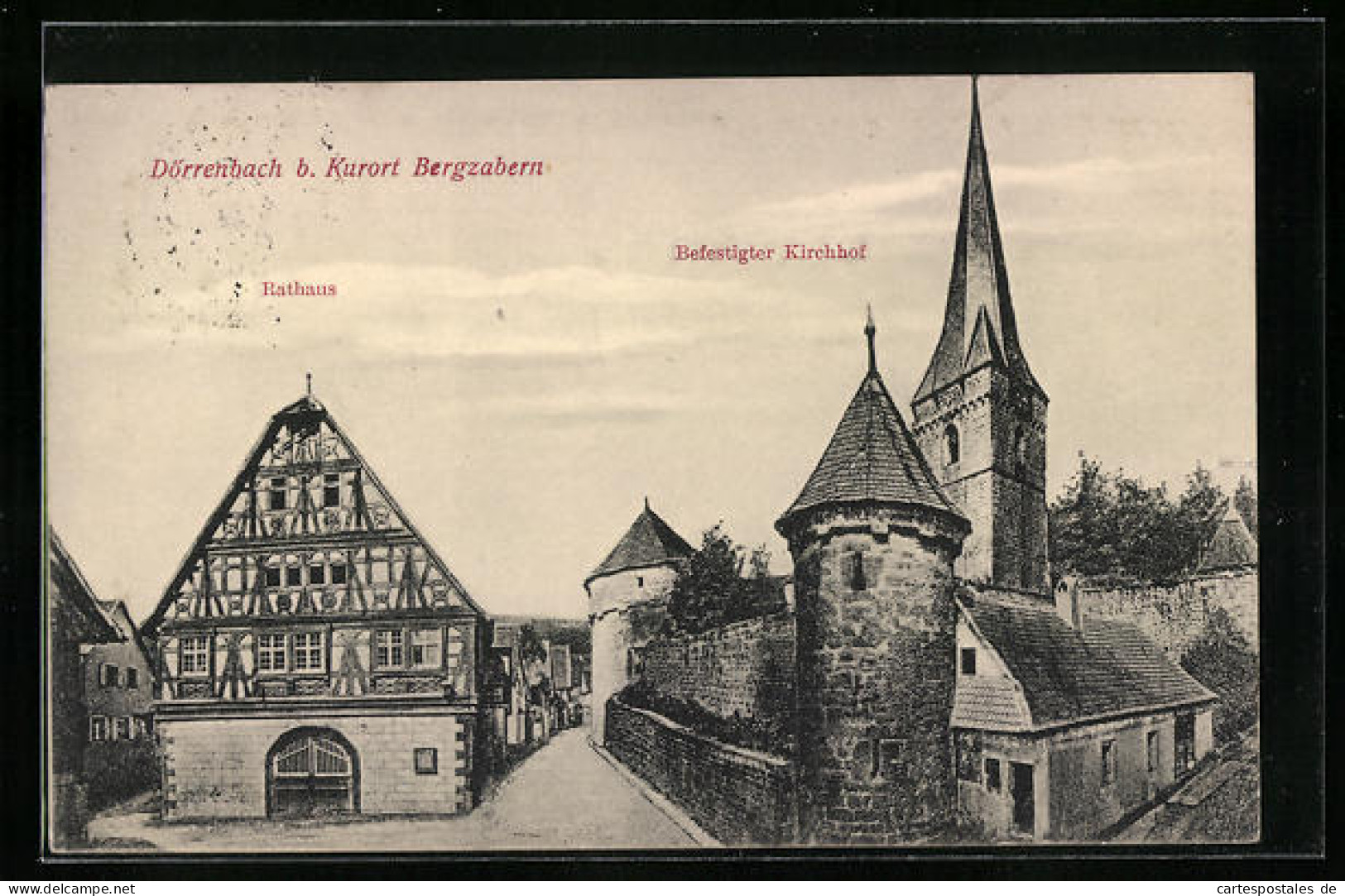 AK Dörrenbach / Bergzabern, Rathaus, Befestigter Kirchhof  - Bad Bergzabern
