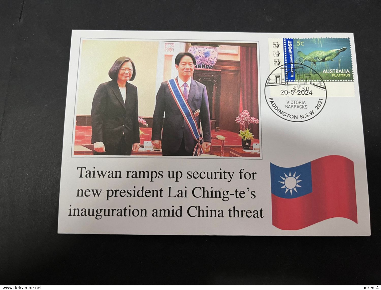 20-5-2024 (5 Z 37) Inauguration Of Taiwan New President - 20-5-2024 - Lai Ching-te (with Taiwan COVID-19 Stamp) - Andere & Zonder Classificatie