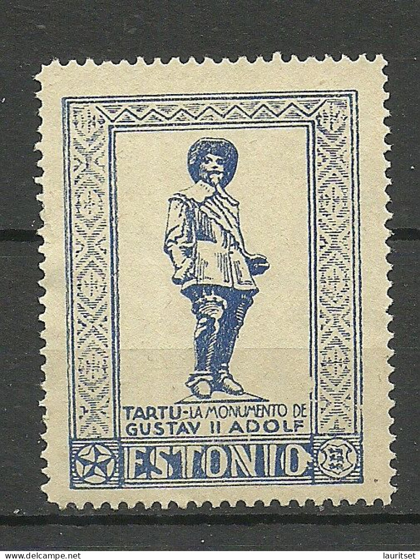 ESTONIA Estland 1930ies ESPERANTO Vignette Poster Stamp (*) Tartu King König Gustav II Adolf-Denkmal Statue Mint No Gum - Esperanto