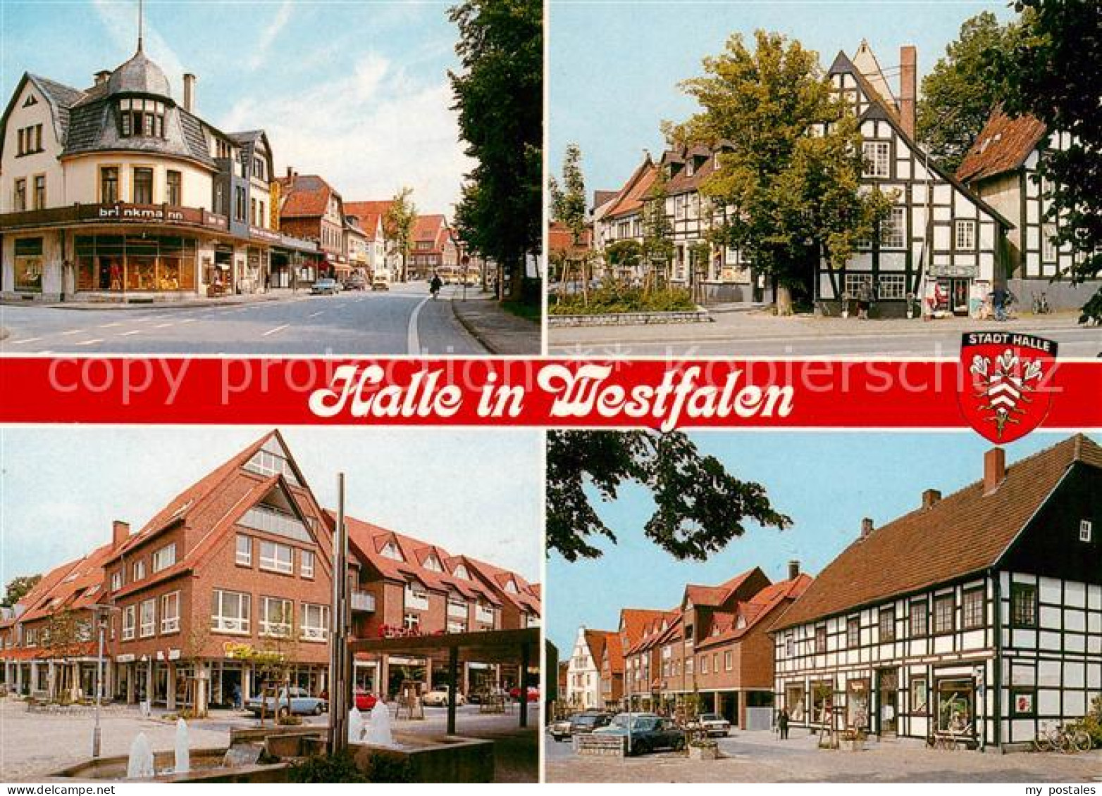 73832716 Halle Westfalen Teilansichten Stadtzentrum Brunnen Fachwerkhaeuser Hall - Halle I. Westf.
