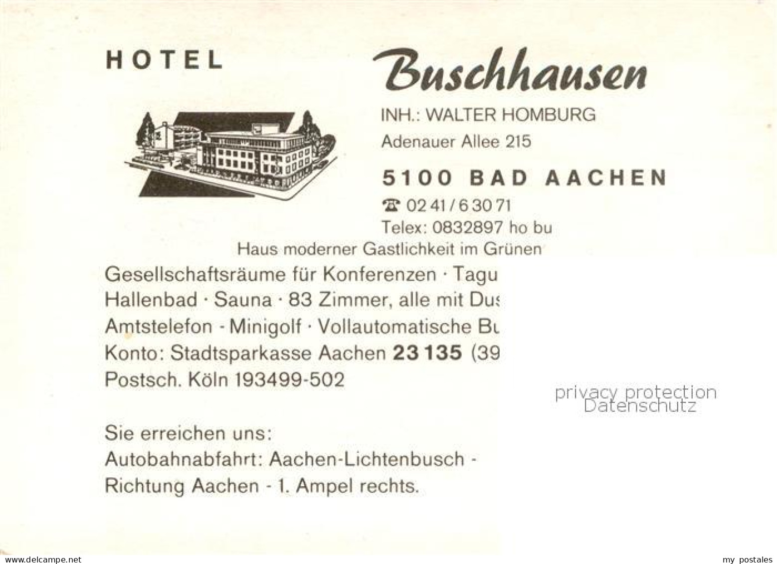 73758803 Bad Aachen Hotel Buschhausen Teilasnichten M. Minigolfanlage U. Hallenb - Aachen