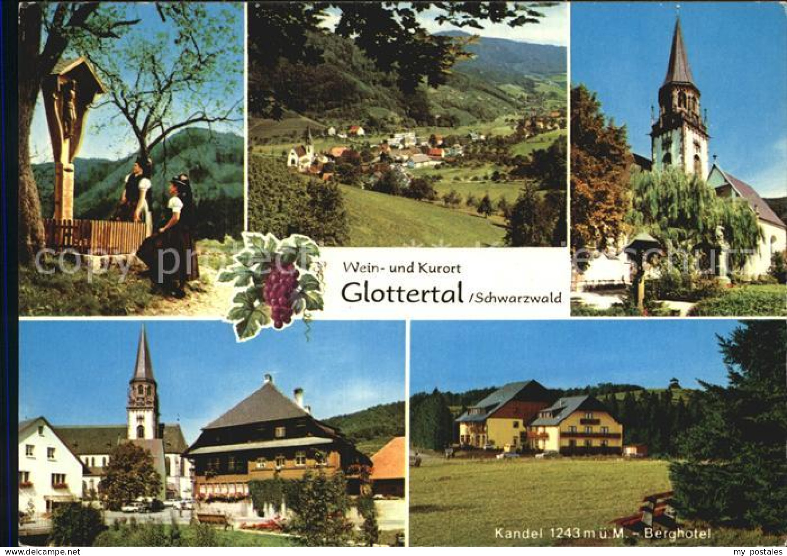 72524265 Glottertal Panorama Weinort Kurort Wegekreuz Trachten Kirche Kandel Ber - Glottertal