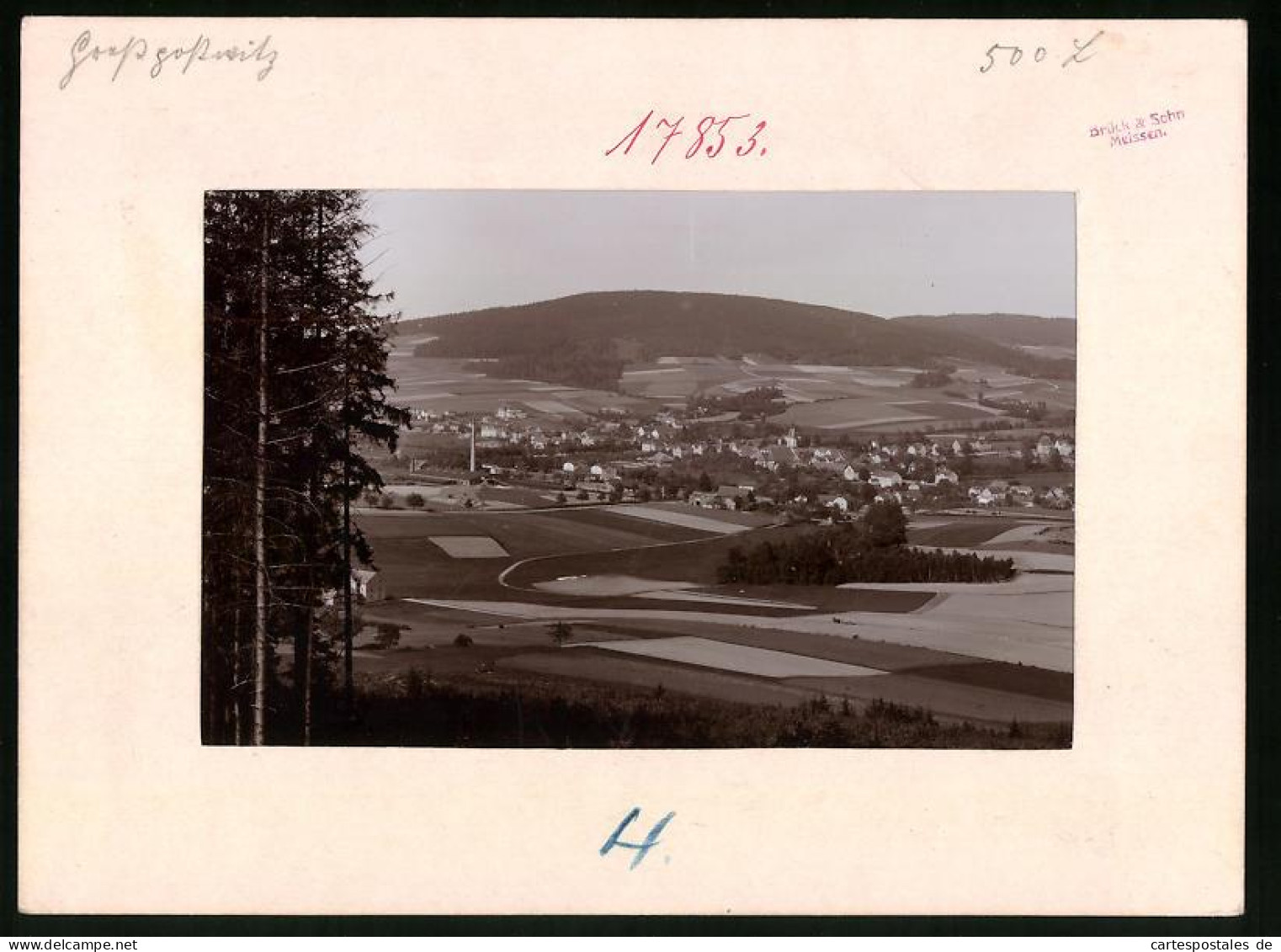 Fotografie Brück & Sohn Meissen, Ansicht Grosspostwitz, Blick Vom Mönchswalder Berg Auf Den Ort  - Orte