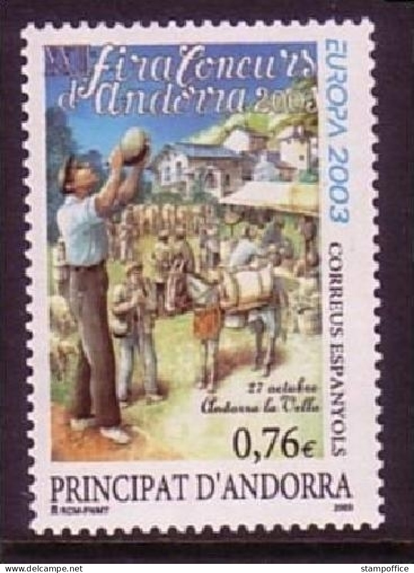 ANDORRA (SPAN) MI-NR. 301 POSTFRISCH(MINT) EUROPA 2003 - PLAKATKUNST - 2003