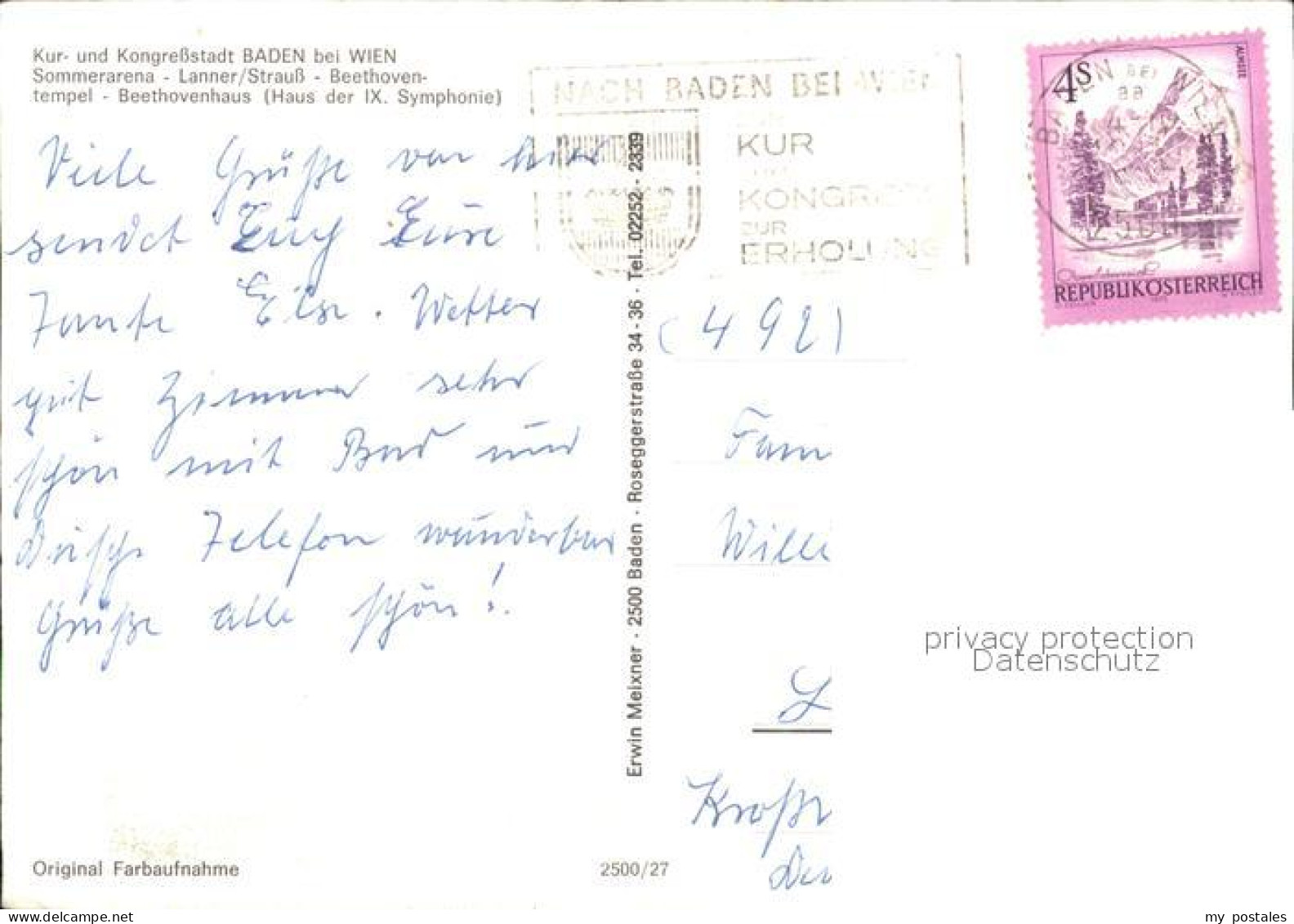 72523768 Baden Wien Sommerarena Lanner Strauss Beethoventempel Beethovenhaus Bad - Autres & Non Classés