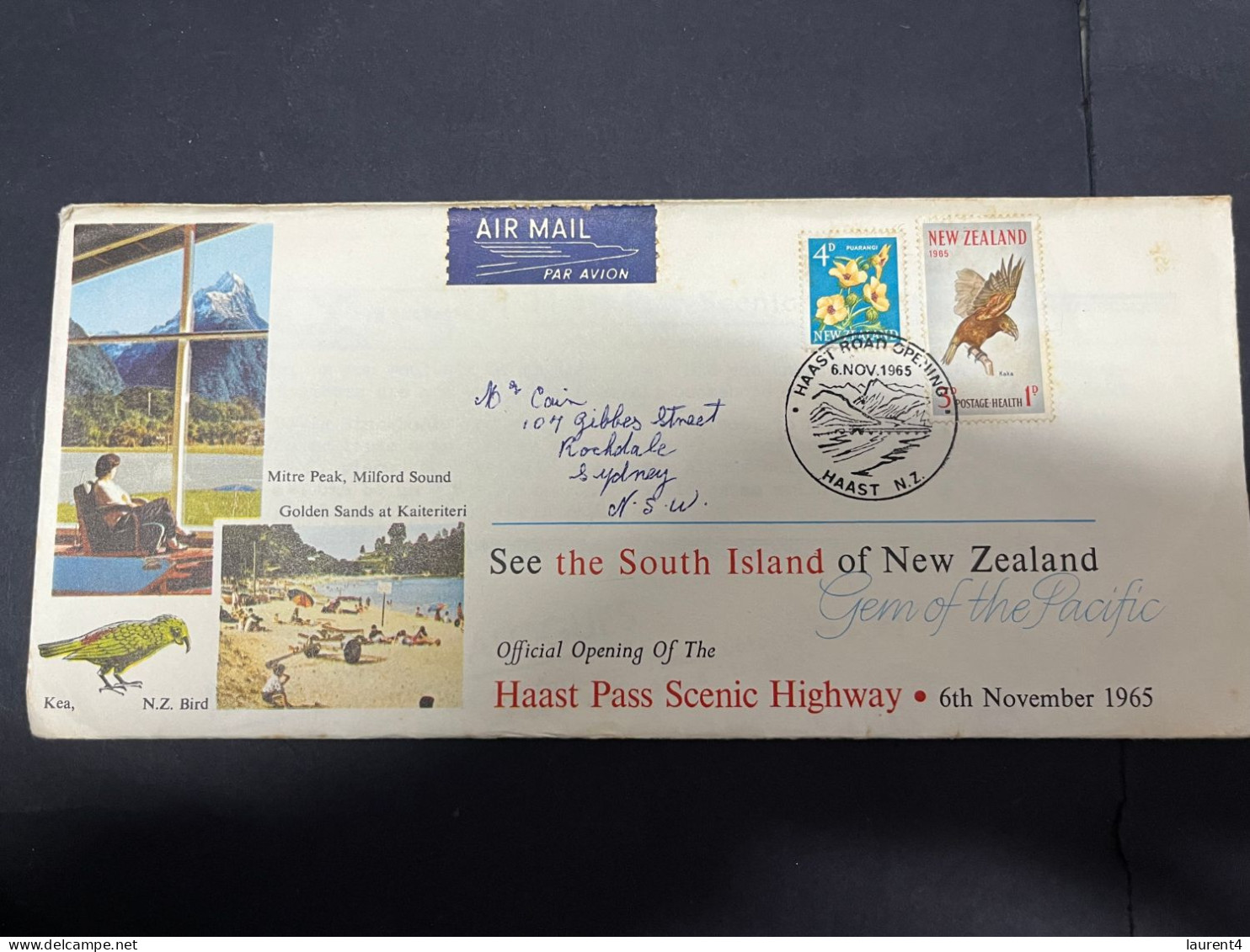 20-5-2024 (5 Z 39) New Zealand - (posted To Australia) 1965 - See The South Island - FDC