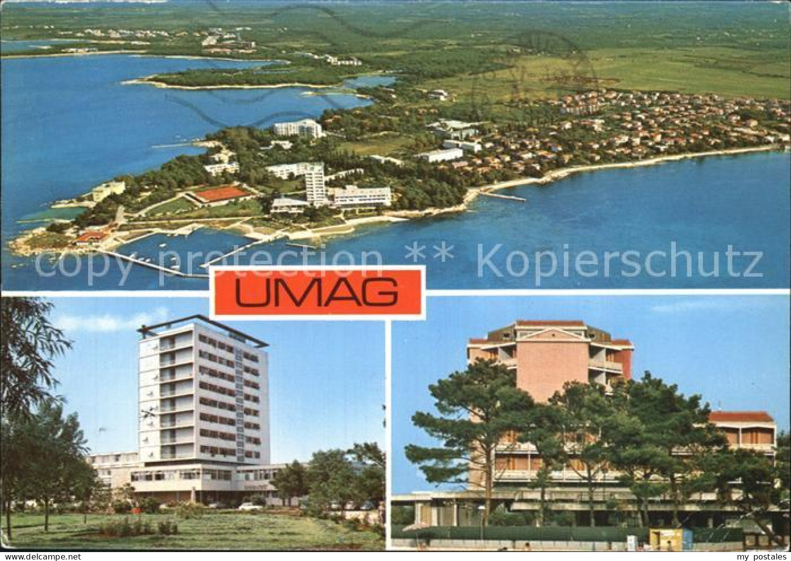 72523431 Umag Umago Istrien Hotel Hochhaus Halbinsel Fliegeraufnahme  - Kroatien