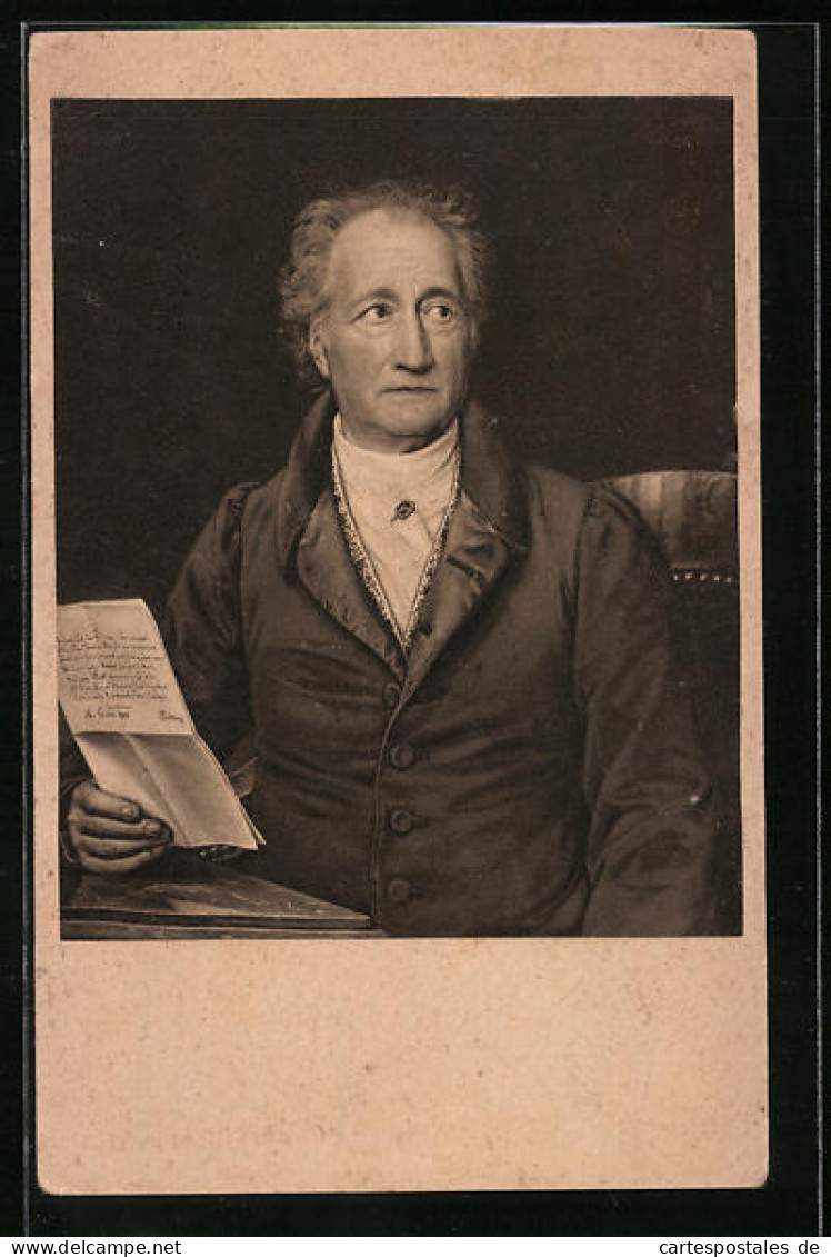 AK Johann Wolfgang Von Goethe Mit Einem Brief  - Ecrivains