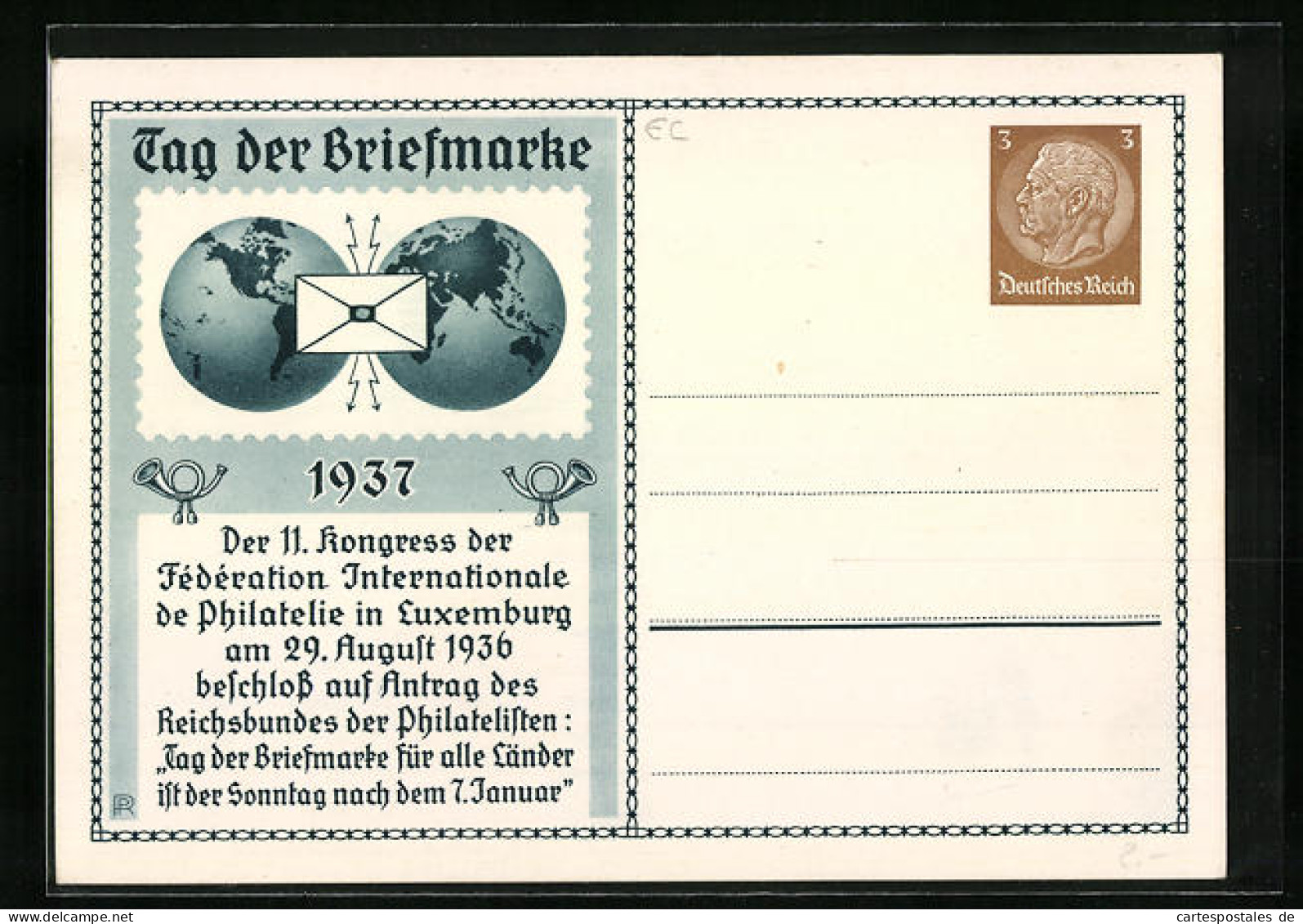 Künstler-AK Tag Der Briefmarke 1937, Ganzsache  - Stamps (pictures)