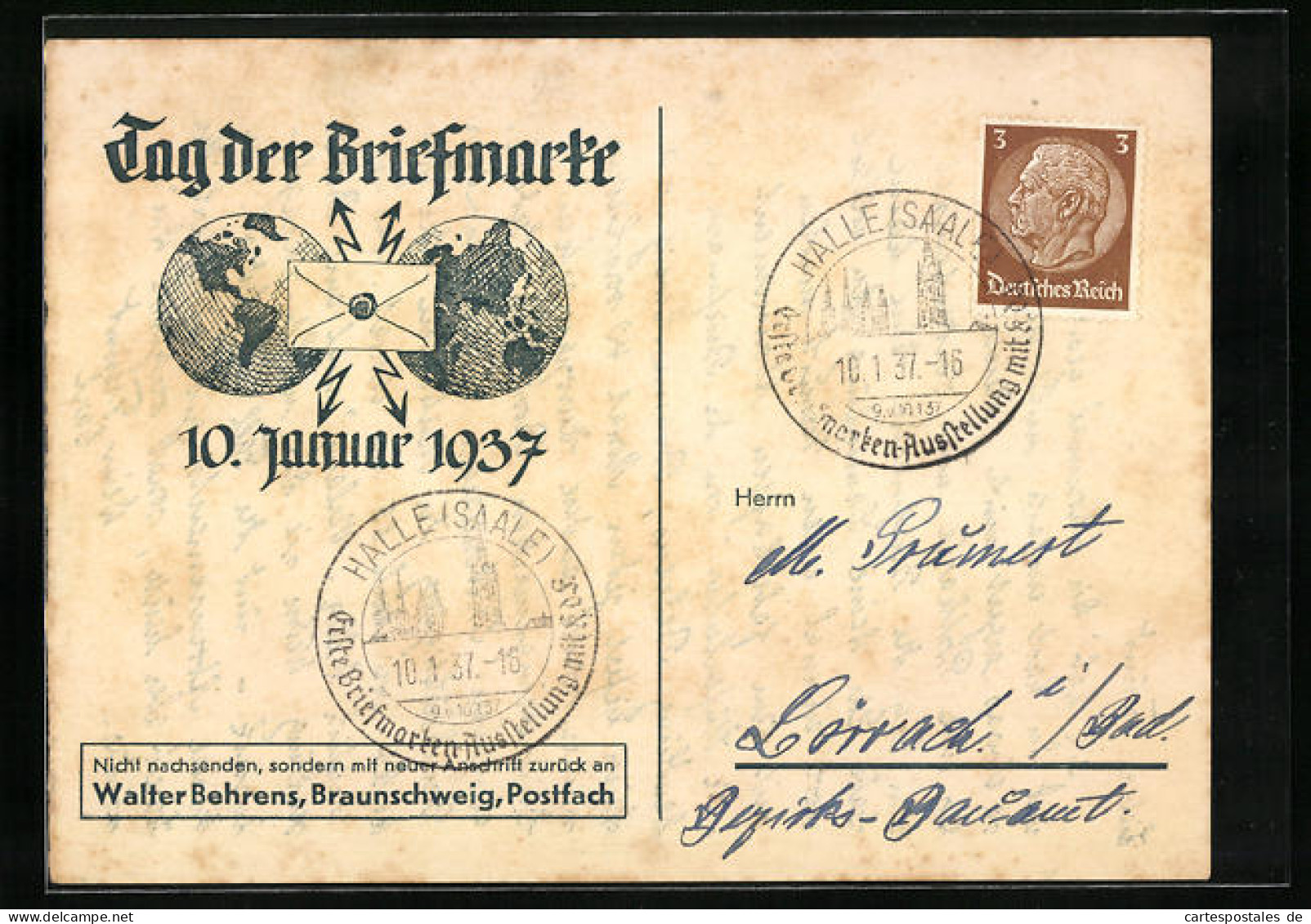 AK Ausstellung Zum Tag Der Briefmarke 1937  - Timbres (représentations)