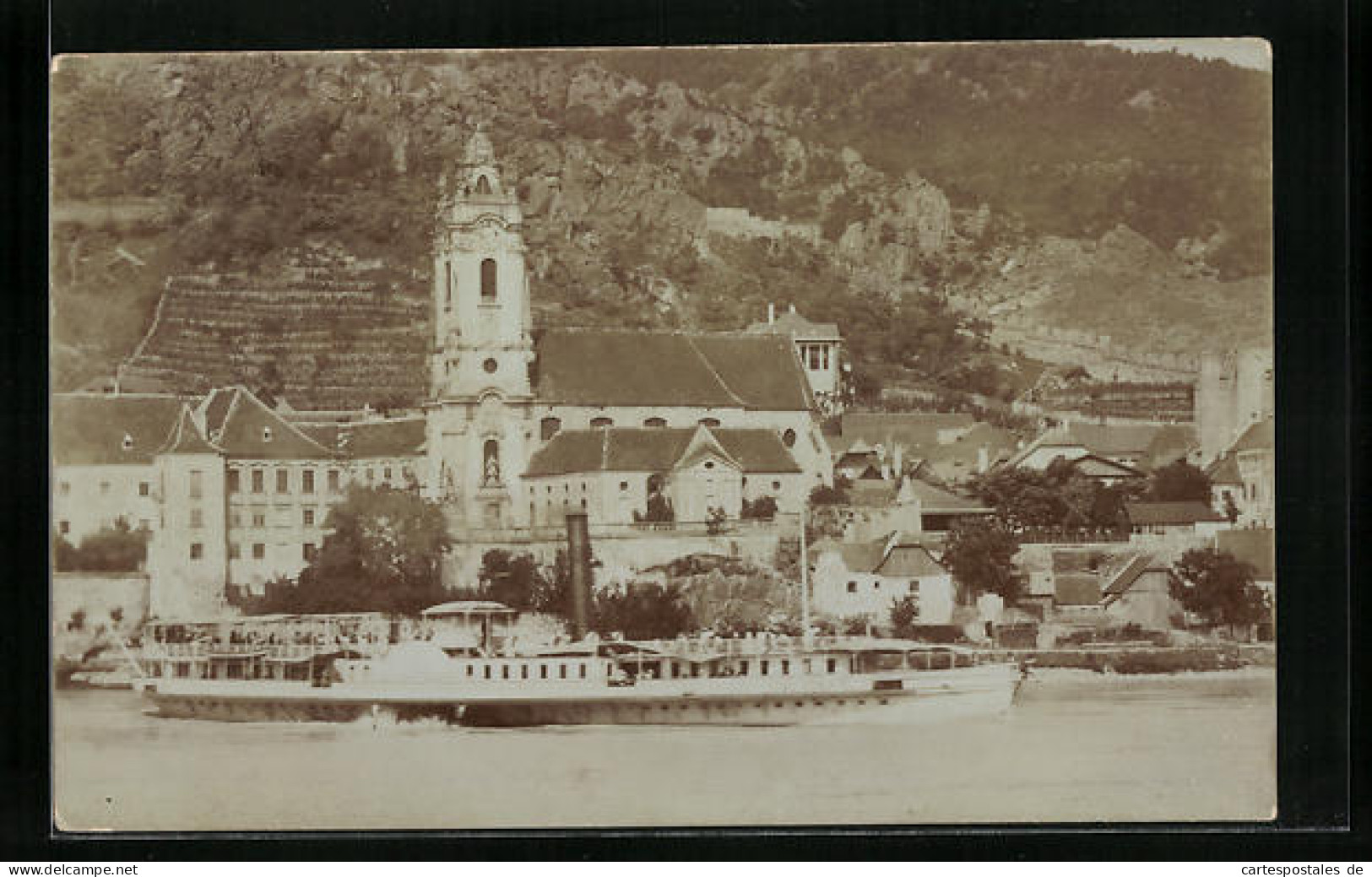 Foto-AK Rossatz /Donau, Uferpartie Mit Kirche Und Dampfer  - Other & Unclassified