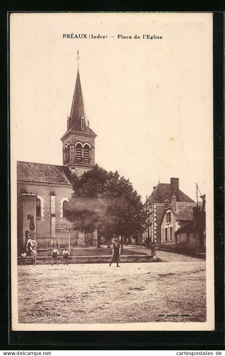 CPA Préaux, Place De L`Eglise  - Other & Unclassified