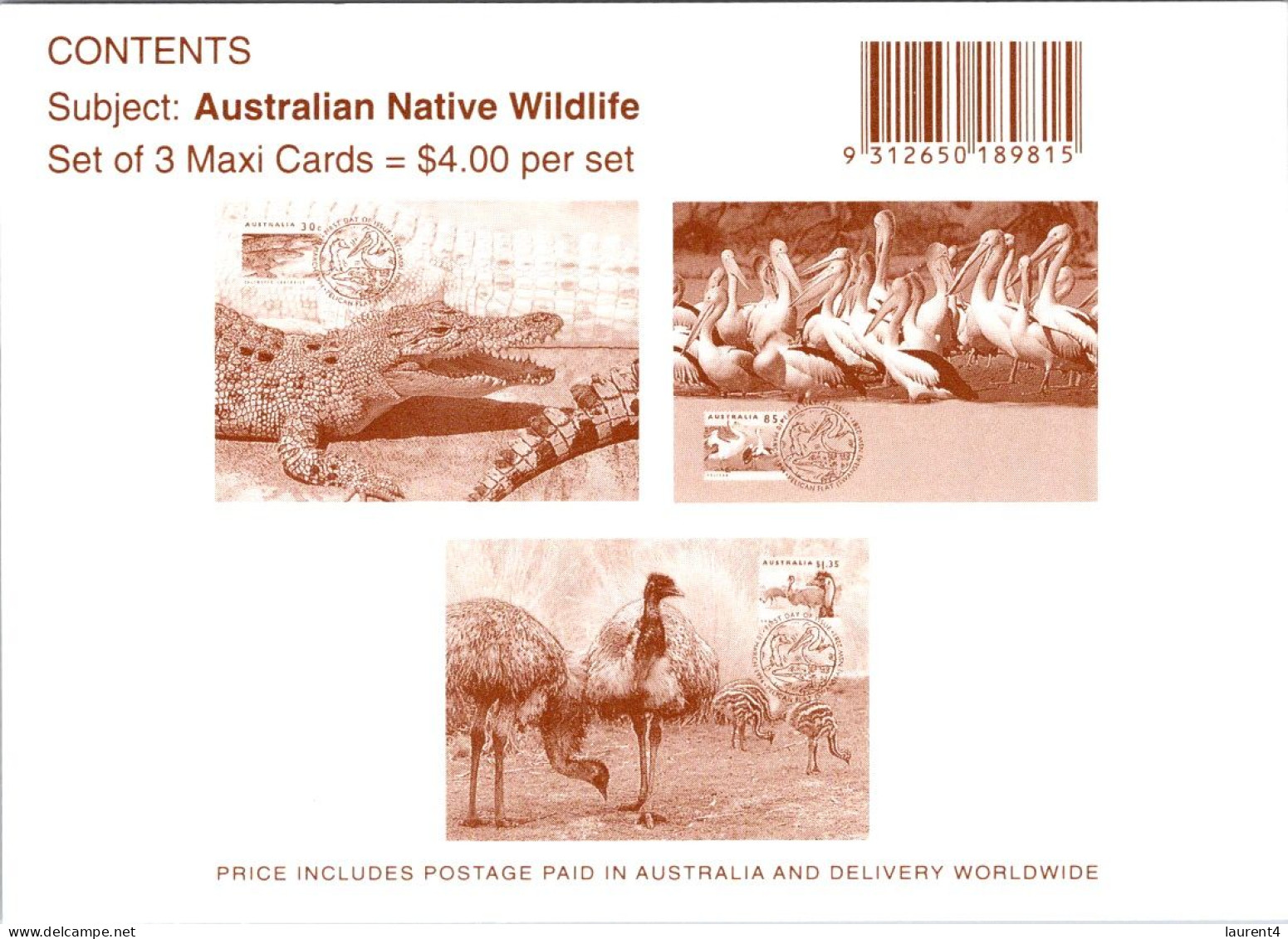 20-5-2024 (5 Z 39) Australia (3 Maxicard) Native Wildlife (if Not Sold Will NOT Be Re-listed) - Cartes-Maximum (CM)
