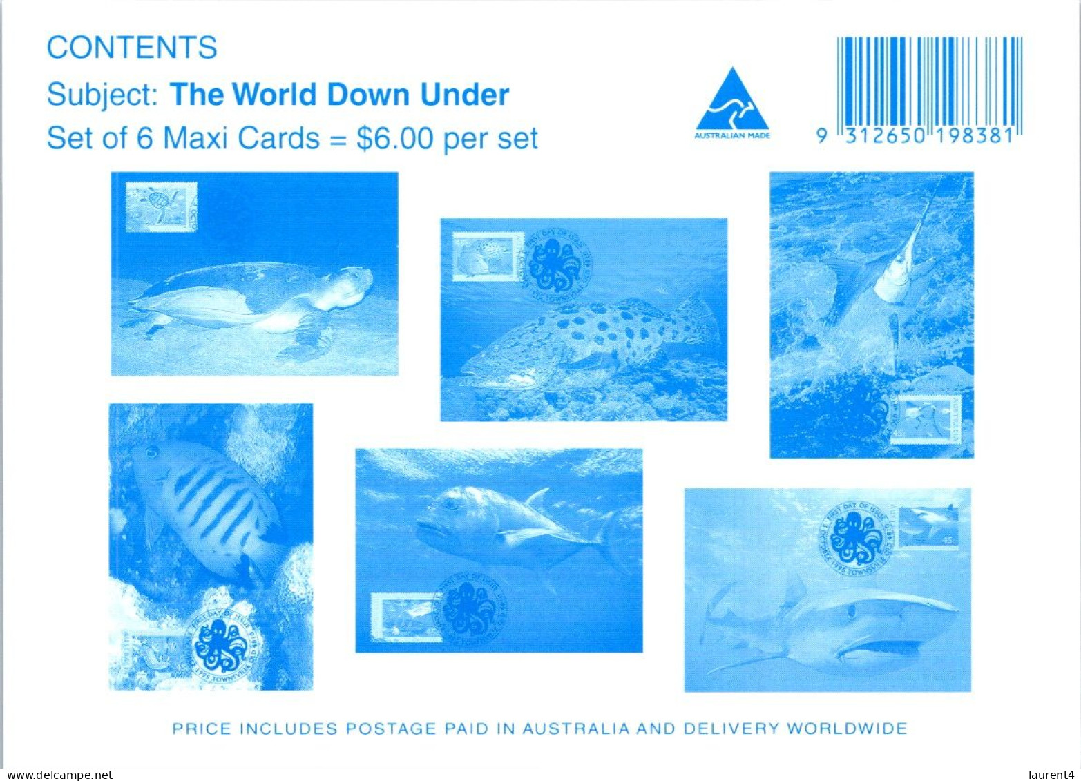 20-5-2024 (5 Z 39) Australia (6 Maxicard) Fish - shark - turtle etc (if not sold will NOT be re-listed)