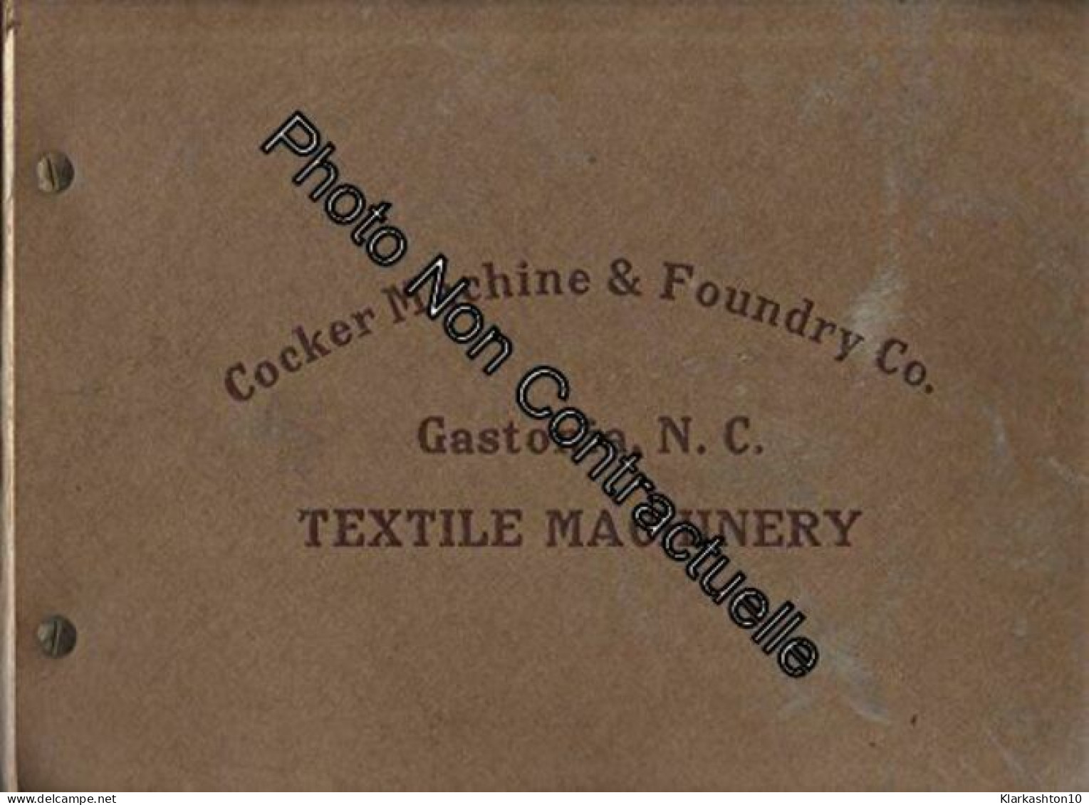 Catalogue : Cocker Machine & Foudry Company - Gastonia N.C. - Textile Machinery - Other & Unclassified