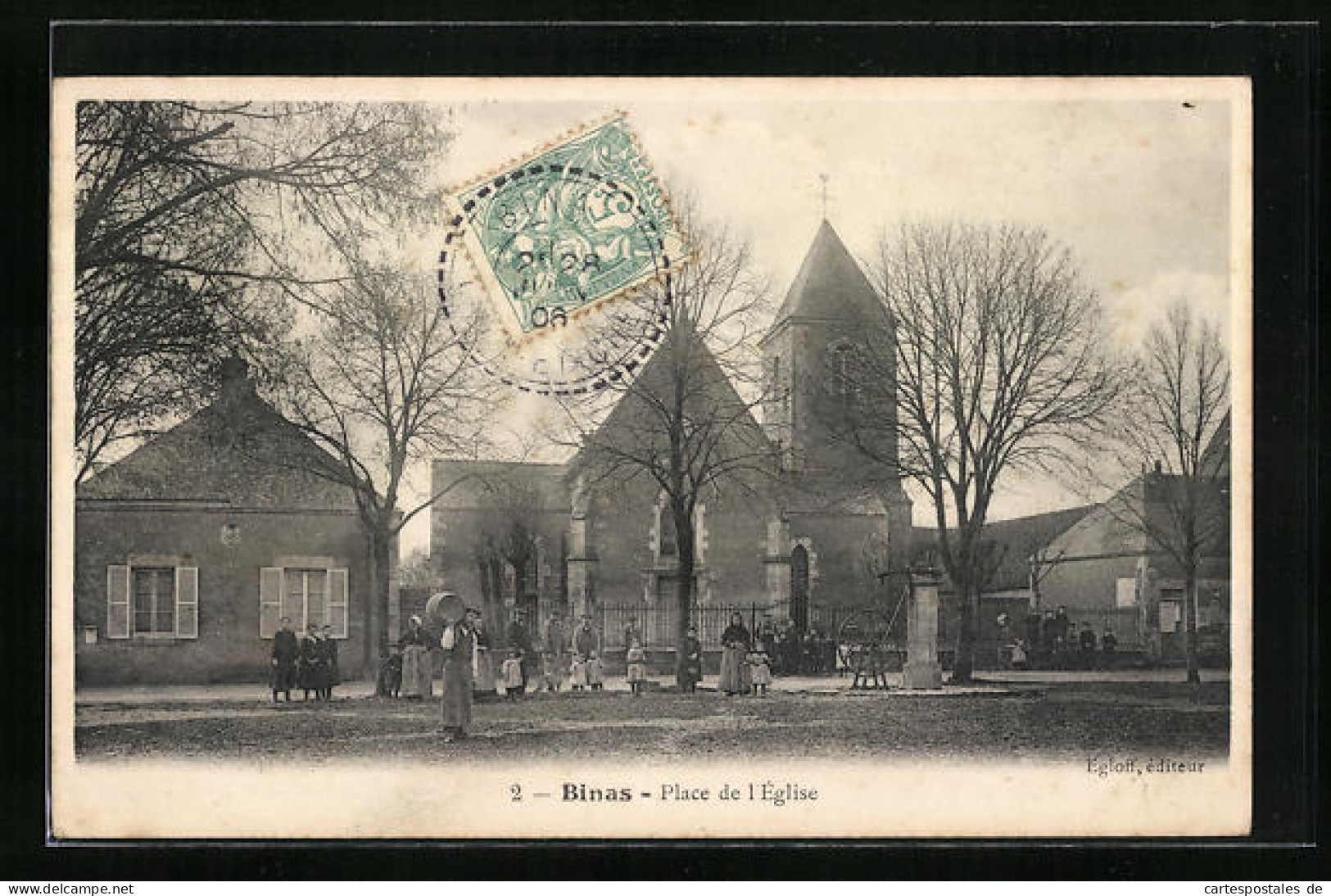 CPA Binas, Place De L`Eglise  - Other & Unclassified