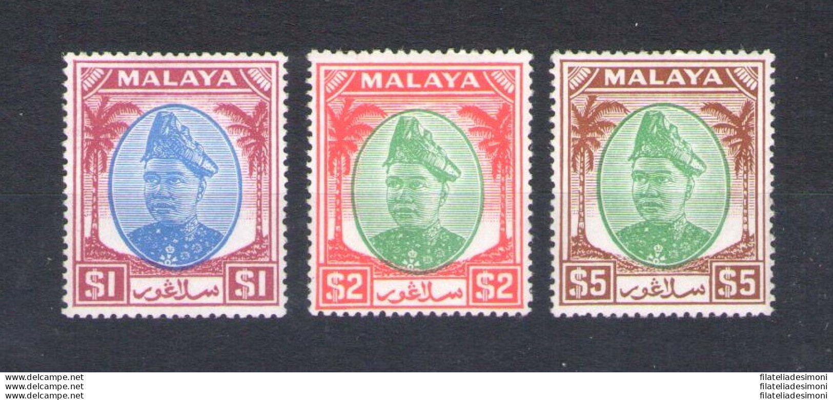 1949-55 Malaysian States - SELANGOR - Stanley Gibbons N. 108-110 - 3 Alti Valori - MNH** - Other & Unclassified