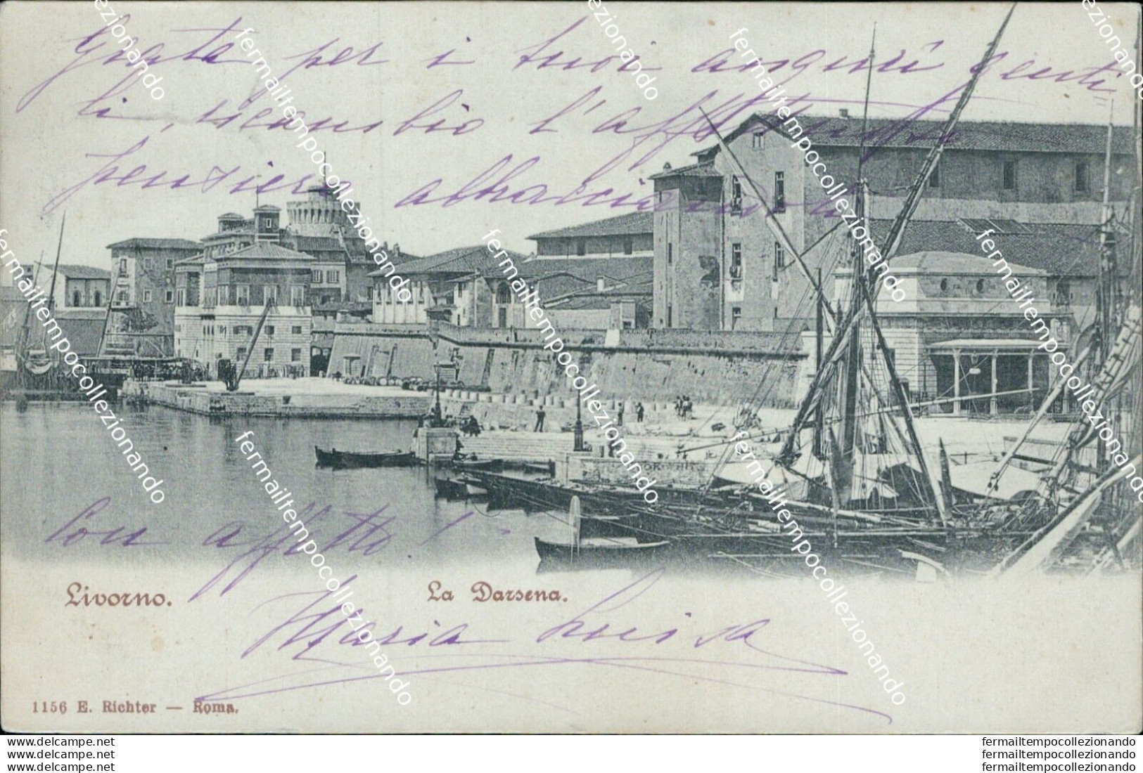 Bf126 Cartolina Livorno Citta' 1908 La Darsena - Livorno