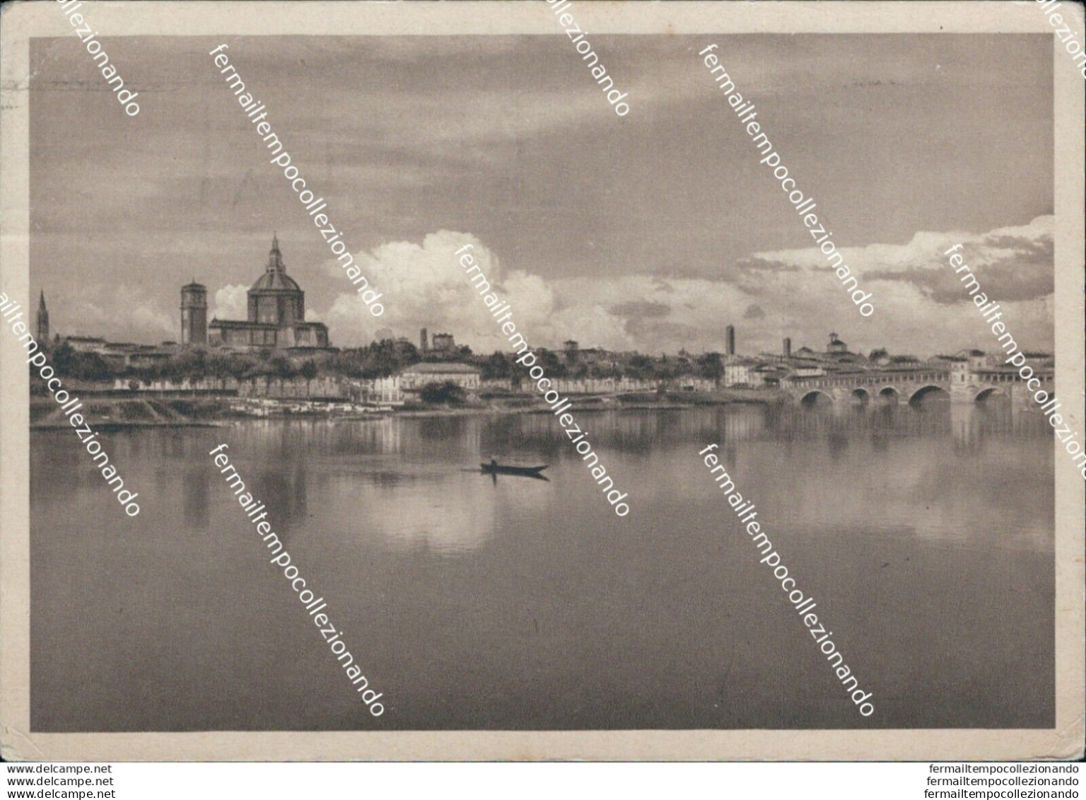 Bu151 Cartolina Pavia Citta' Panorama Del Ticino 1942 - Pavia