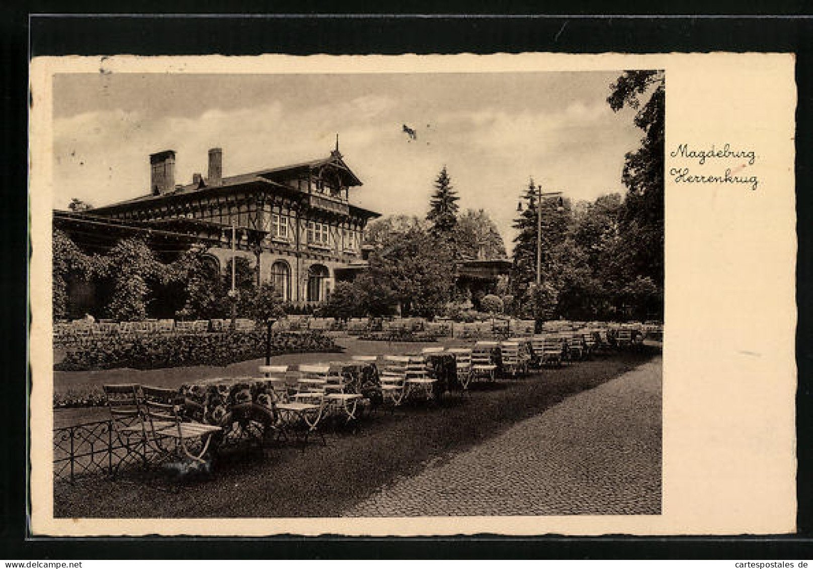 AK Magdeburg, Gasthaus Herrenkrug, Fachwerk  - Magdeburg