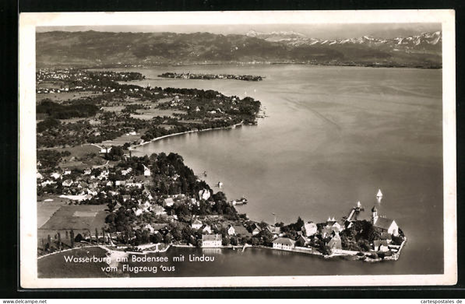 AK Wasserburg Am Bodensee, Fliegeraufnahme Der Stadt Mit Lindau  - Wasserburg A. Bodensee