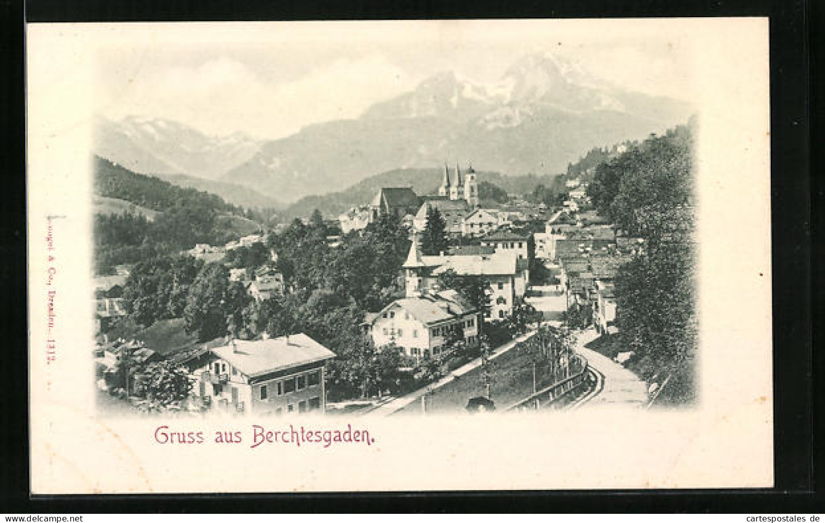 AK Berchtesgaden, Ortspartie Mit Doppelturmkirche  - Berchtesgaden