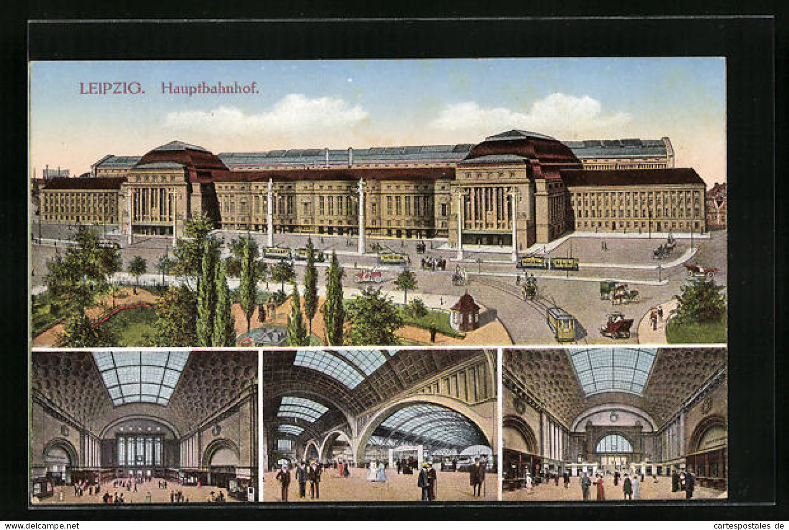 AK Leipzig, Der Hauptbahnhof, Innenansicht, Strassenbahn  - Leipzig