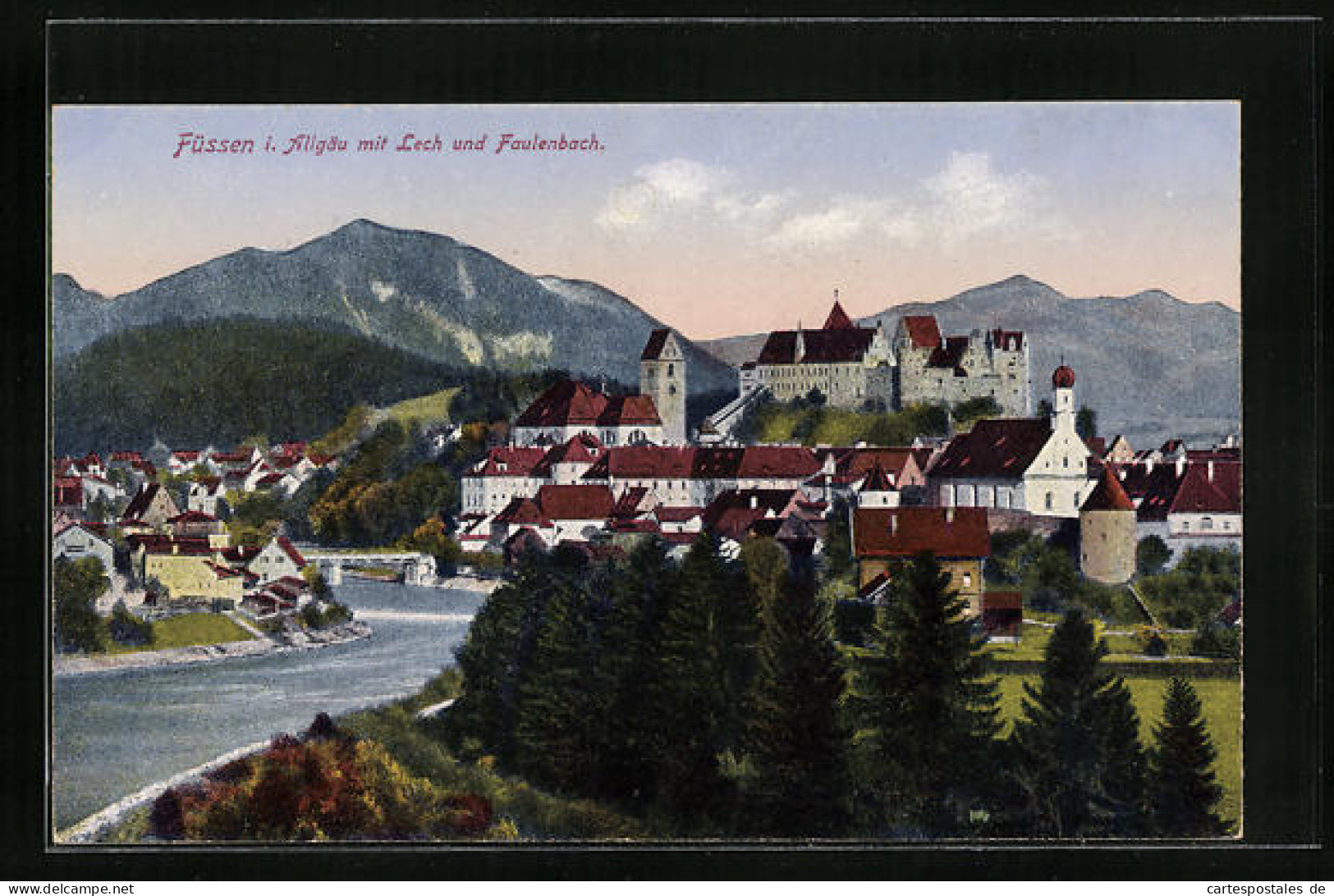 AK Füssen /Allgäu, Ortschaft Mit Lech Und Faulenbach  - Fuessen