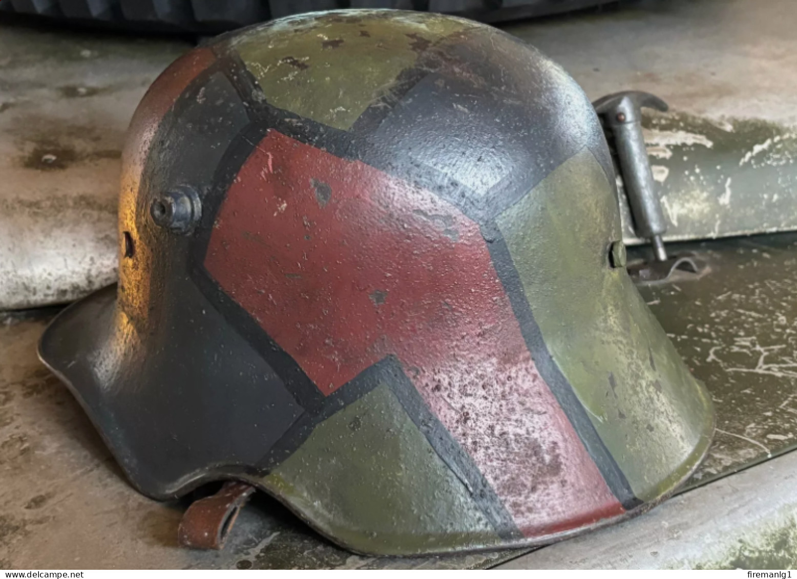 WW1 German M.18 Cutout Steel Helmet – Genuine M.1918 Stahlhelm Shell - Restored