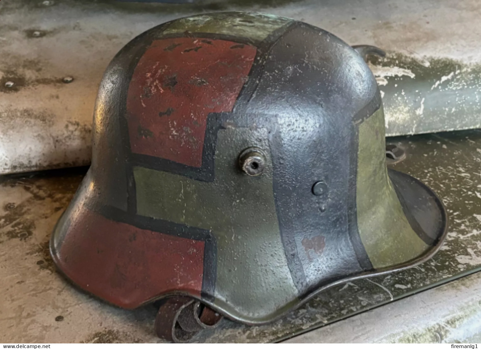 WW1 German M.18 Cutout Steel Helmet – Genuine M.1918 Stahlhelm Shell - Restored
