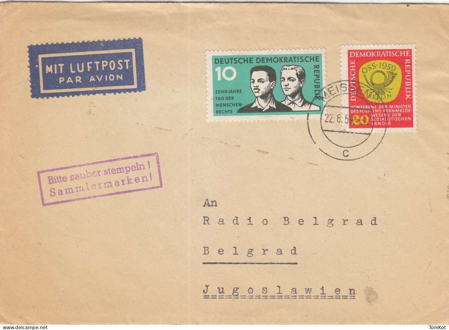 Airmail Cover DDR 1959. Meissen - Briefe U. Dokumente