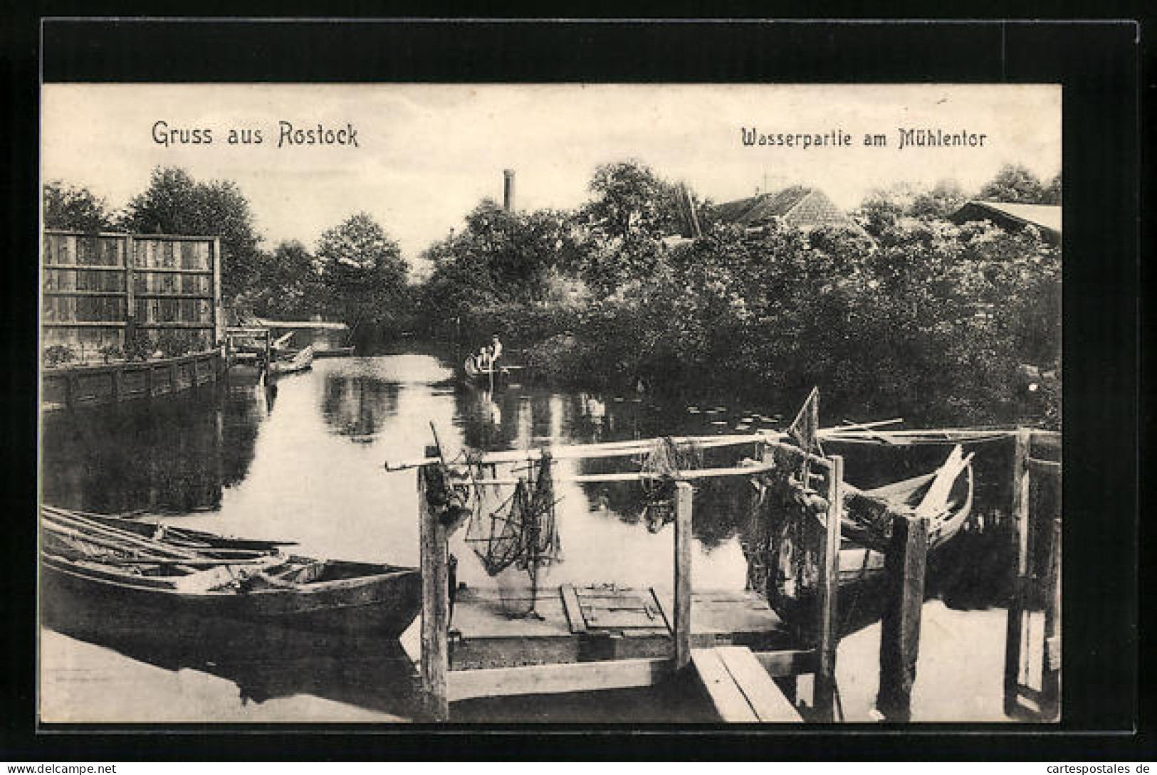 AK Rostock, Wasserpartie Am Mühlentor, Mit Fischerkähnen  - Rostock