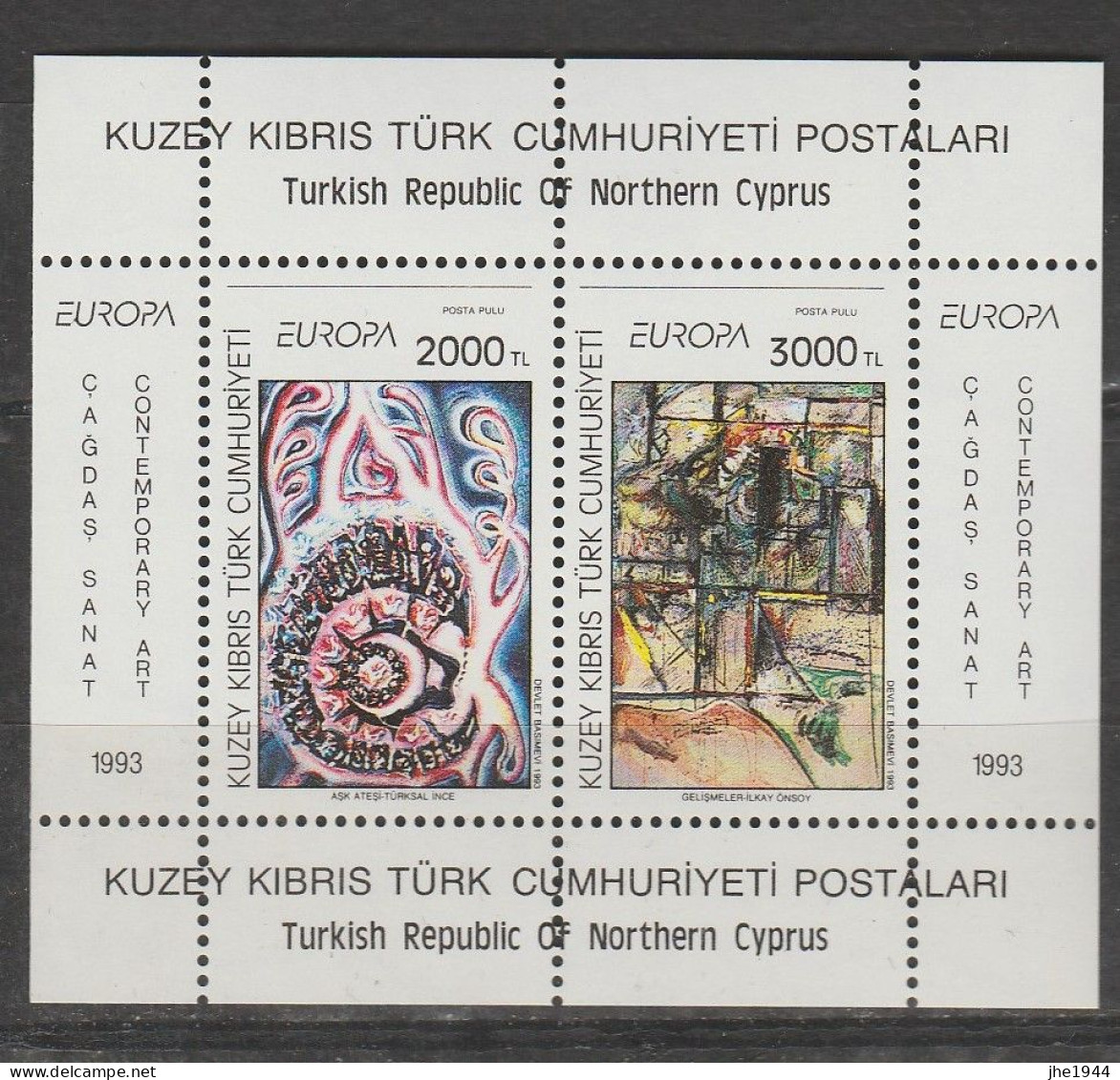 Europa 1993 Art contemporain Voir liste des timbres à vendre **