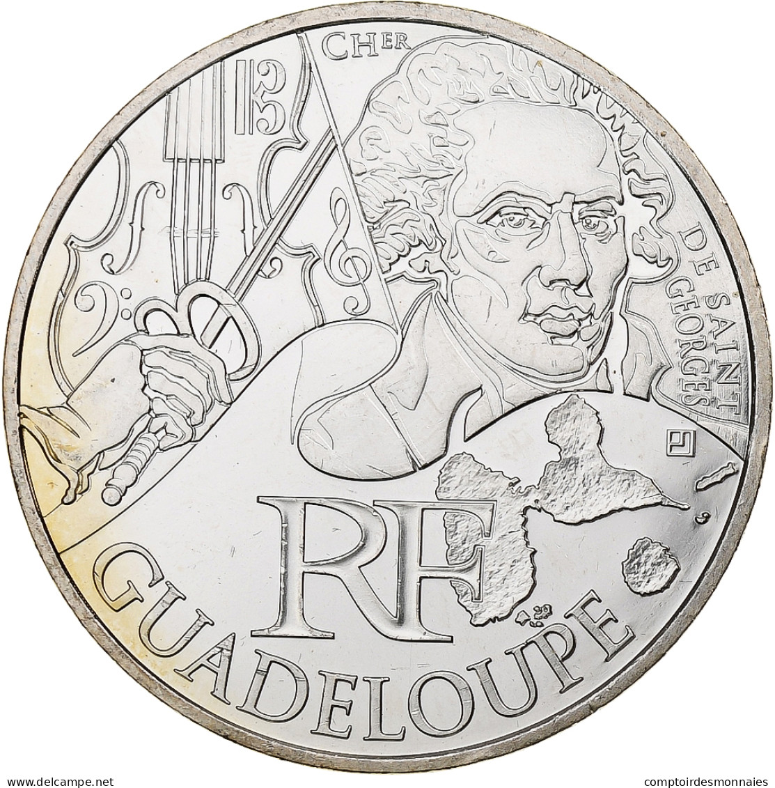 France, 10 Euro, Guadeloupe, 2012, MDP, Argent, SPL - France