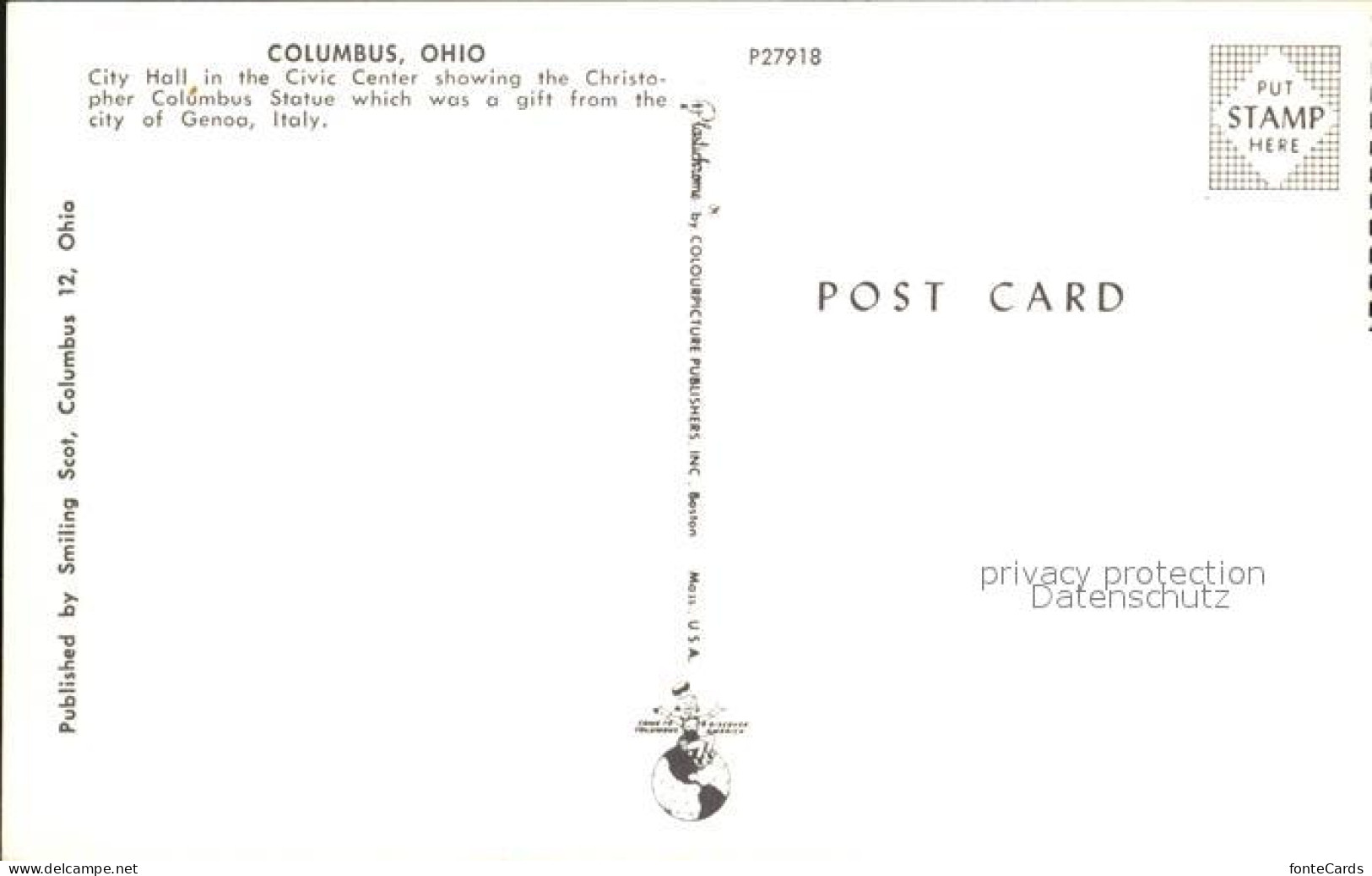 72602514 Columbus Ohio City Hall Civic Center Christopher Columbus Statue  Colum - Other & Unclassified