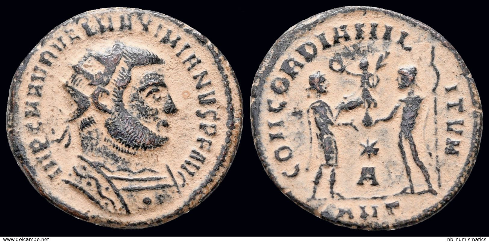 Maximianus Herculius AE Radiatus Jupiter Presents Victory On Globe To Emperor - The Tetrarchy (284 AD To 307 AD)