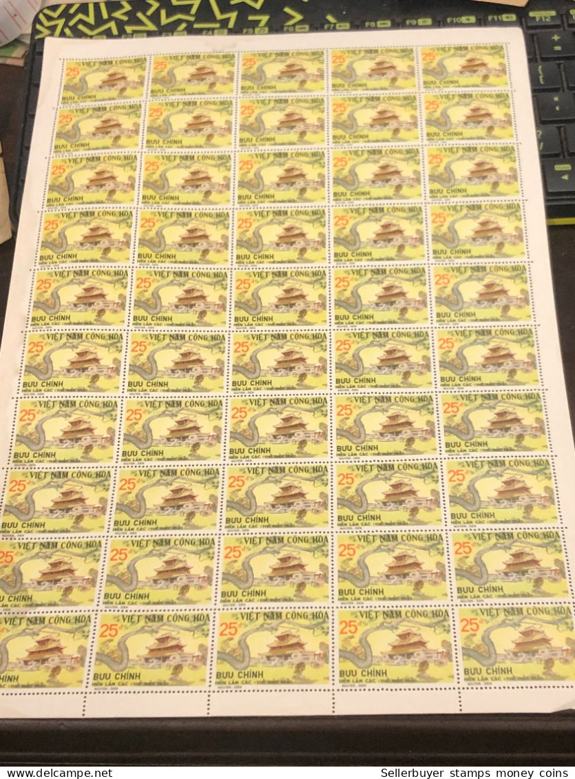 Sheet Vietnam South Stamps Before 1975(25dong Historical Sites 1975) 1 Pcs50 Stamps Quality Good - Vietnam