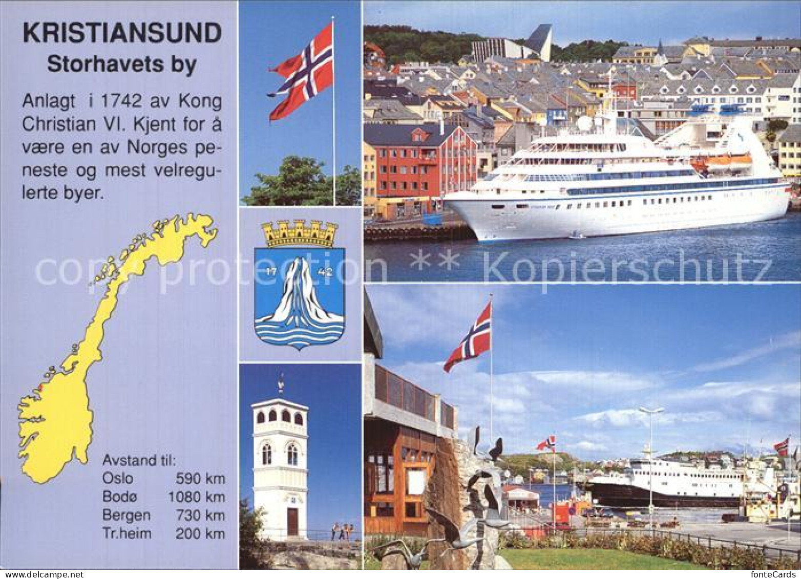 72580097 Kristiansund Ortsblick Kreuzfahrschiff Turm Hafenpartie Kristiansund - Norway