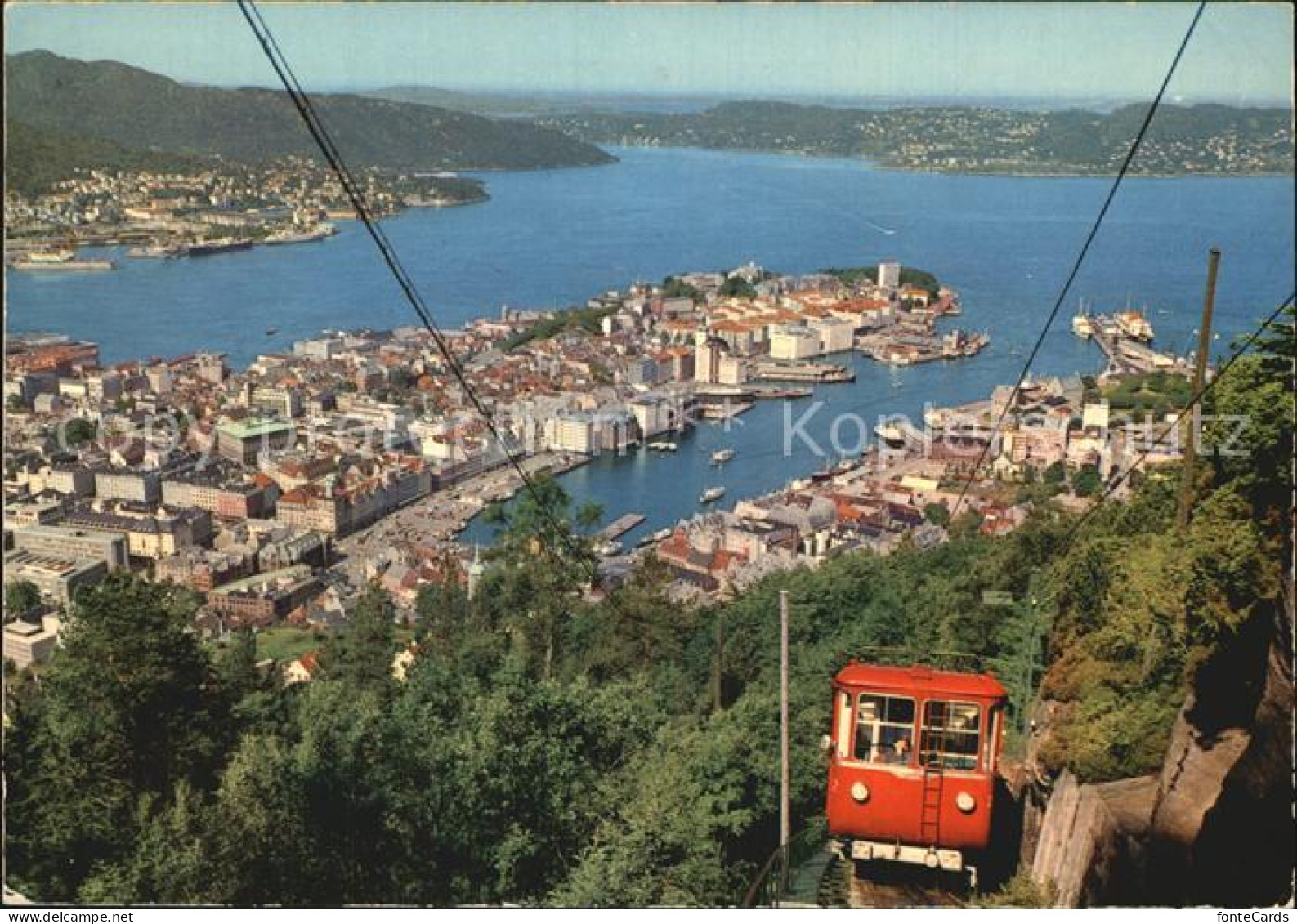 72576686 Bergen Norwegen Ursikt Fra Floyen Bergbahn Hafen Norwegen - Norway