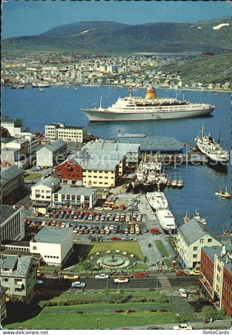 72576682 Hammerfest Hafen Passagierdampfer Faehre Fliegeraufnahme Hammerfest - Norway