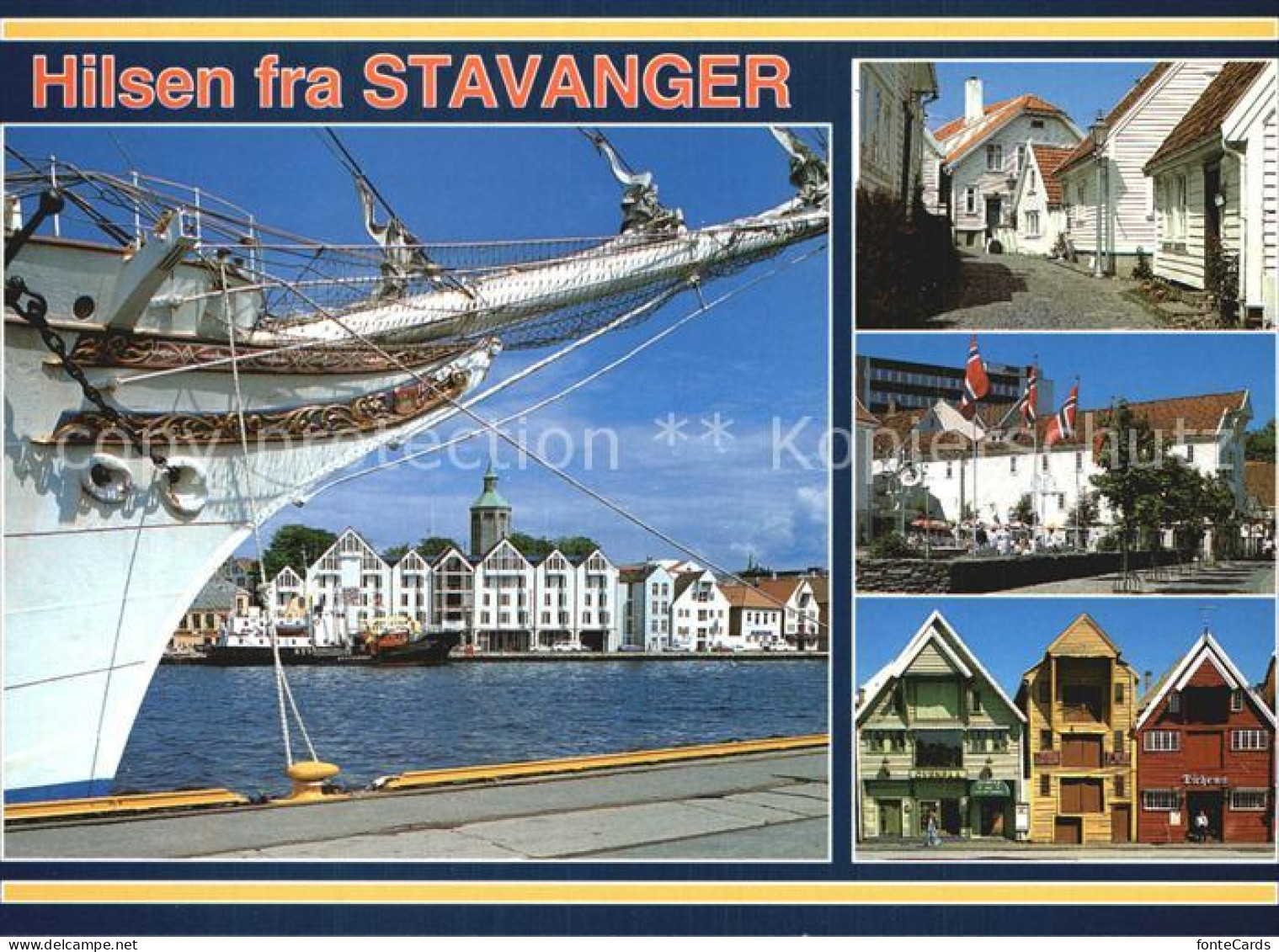 72576638 Stavanger Schiffsbug Haeuserpartie Altstadt Stavanger - Norway