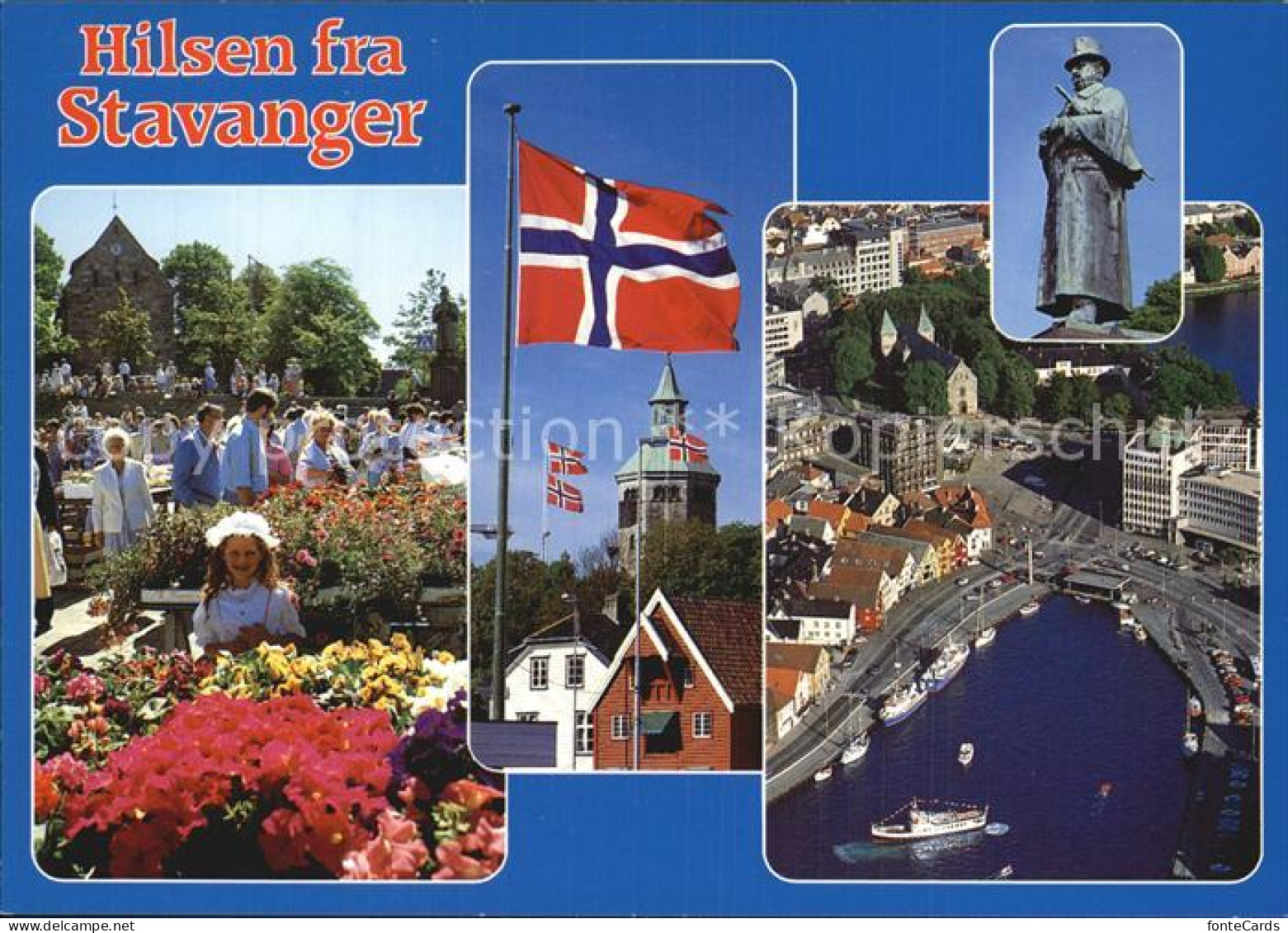 72576606 Stavanger Markt Flagge Denkmal Statue Hafen Fliegeraufnahme Stavanger - Norway