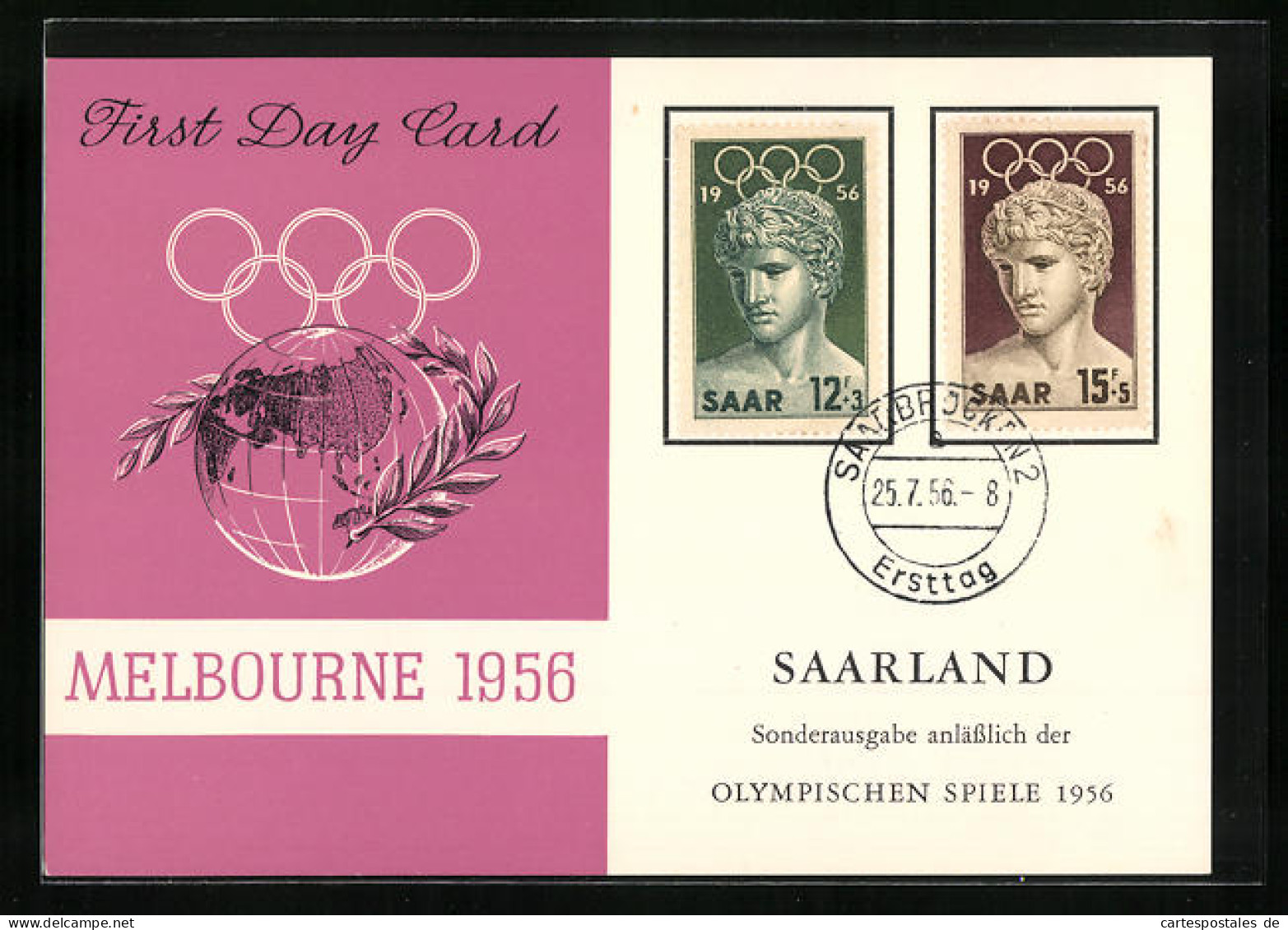 AK Melbourne, Olympische Spiele 1956, Sonderausgabe Des Saarlandes  - Autres & Non Classés