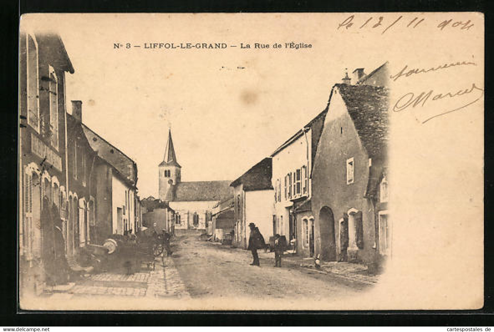CPA Liffo-le-Grand, La Rue De'Eglise  - Autres & Non Classés