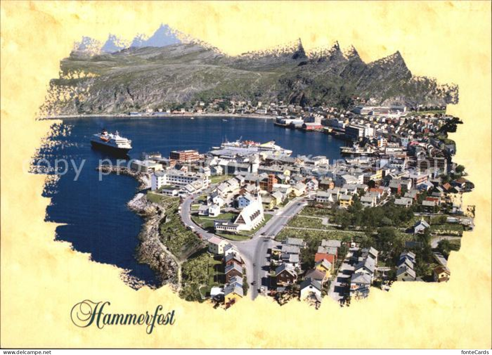 72576376 Hammerfest Panorama Hafen Gebirge Fliegeraufnahme Hammerfest - Norway