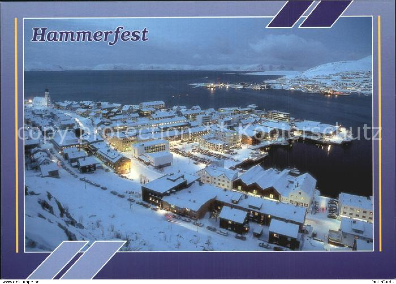 72576374 Hammerfest Blick Ueber Den Hafen Nachtaufnahme Hammerfest - Norway